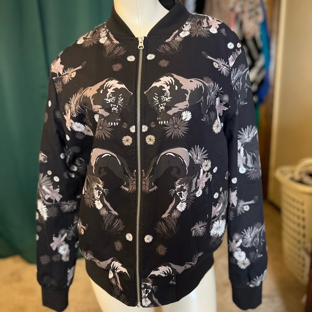 Black Panther Print Bomber Jacket
